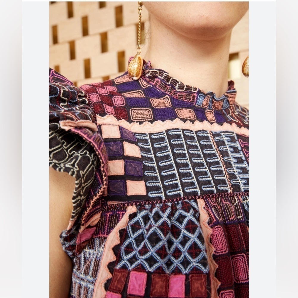 Ulla Johnson Nanna Patchwork Pattern Top Size Xxs… - image 4